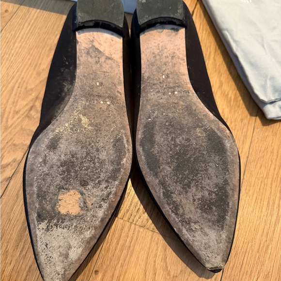 Manolo Blahnik Black Flats with Silver Embellishments - Picture 3 of 5